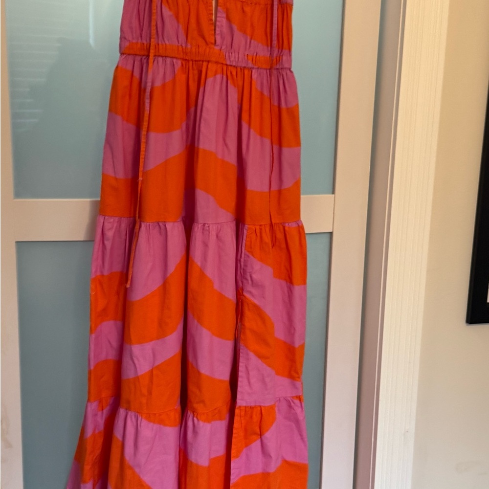 The Drop Pink and Orange Halter Maxi Sundress with slit - Picture 7 of 12